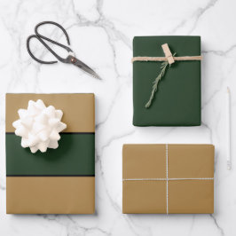 Classic Christmas Green und Gold Streifen Geschenkpapier Set