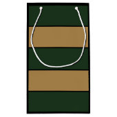 Classic Christmas Green und Gold Streifen Kleine Geschenktüte (Rückseite)