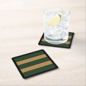 Classic Christmas Green und Gold Streifen Rechteckiger Pappuntersetzer (Vor Ort)