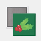 Classic Christmas Holly Magnet (Vorderseite/Rückseite)
