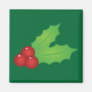 Classic Christmas Holly Magnet