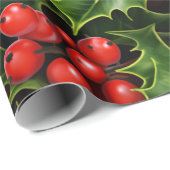 Classic Christmas Holly und Berries Geschenkpapier (Rolleneckpunkt)