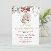 Classic Christmas House Winter Floral Housewarming Einladung (Stehend Vorderseite)