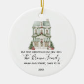 Classic Christmas House Winter New Home Custom Keramik Ornament (Vorne)