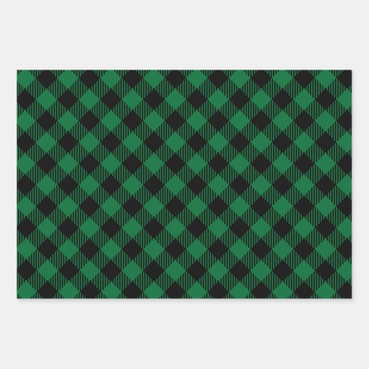 Classic Christmas Kariert Simple Holiday Red Geschenkpapier Set (Vorderseite 3)