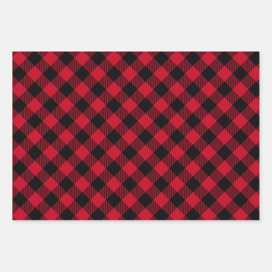 Classic Christmas Kariert Simple Holiday Red Geschenkpapier Set (Vorderseite)