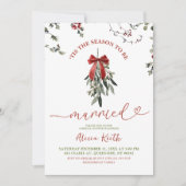 Classic Christmas Mistletoe Bridal Shower Einladung (Vorderseite)