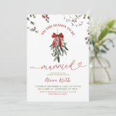Classic Christmas Mistletoe Bridal Shower Einladung (Stehend Vorderseite)