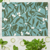 Classic Christmas Mistletoe in Blau und Weiß Geschirrtuch (Gefaltet)