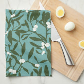 Classic Christmas Mistletoe in Blau und Weiß Geschirrtuch (Viertel Falte)