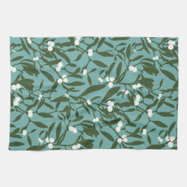 Classic Christmas Mistletoe in Blau und Weiß Geschirrtuch