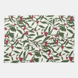 Classic Christmas Mistletoe Red and Green Geschirrtuch