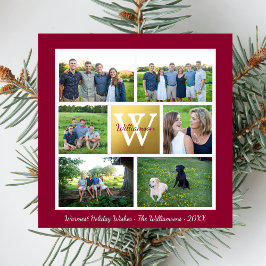 Classic Christmas Monogram Holiday Foto Collage Feiertagskarte