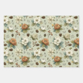 Classic Christmas Peach and Sage Green Floral Gift Geschenkpapier Set (Vorderseite 3)