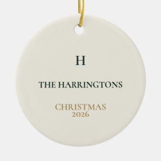 Classic Christmas Personalized Family Monogram Keramik Ornament