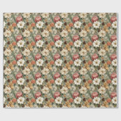 Classic Christmas Pink and Sage Green Floral Gift Geschenkpapier (Flach)