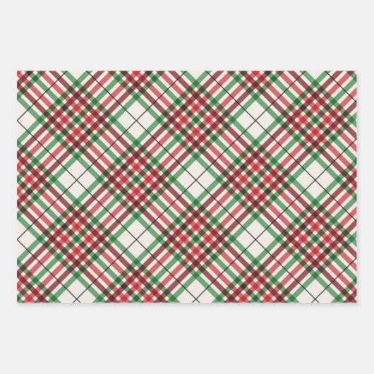 Classic Christmas Plaid Green Red 3 Coordination Geschenkpapier Set (Vorderseite 3)