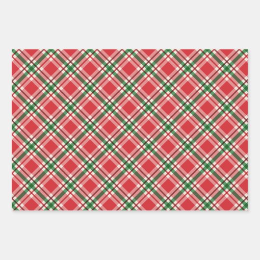 Classic Christmas Plaid Green Red 3 Coordination Geschenkpapier Set (Vorderseite 2)