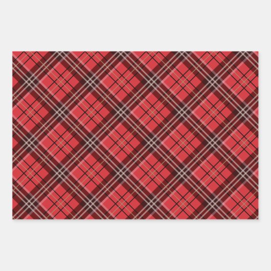 Classic Christmas Plaid Green Red 3 Coordination Geschenkpapier Set (Vorderseite)
