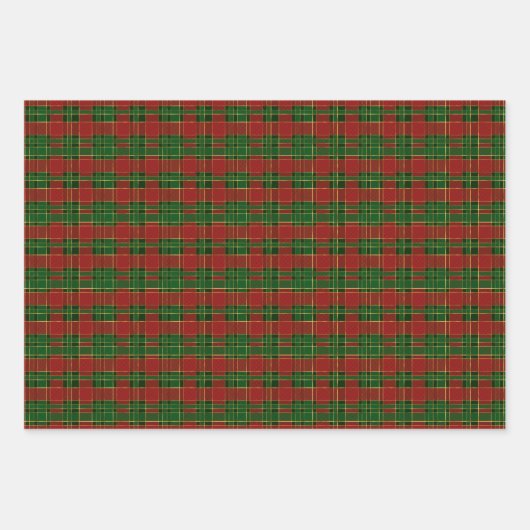 Classic Christmas Plaid Red Green Gold Geschenkpapier Set (Vorderseite)