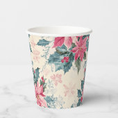 Classic Christmas Poinsettia Flowers Paper Cup Pappbecher (Rückseite)