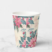 Classic Christmas Poinsettia Flowers Paper Cup Pappbecher (Rechts)