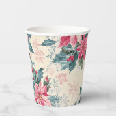 Classic Christmas Poinsettia Flowers Paper Cup Pappbecher (Vorderseite)
