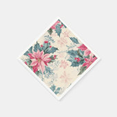 Classic Christmas Poinsettia Flowers Paper Serviette (Ecke)