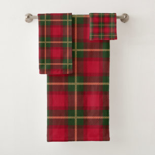 Classic Christmas Red Green Kariert Tartan Festiva Badhandtuch Set