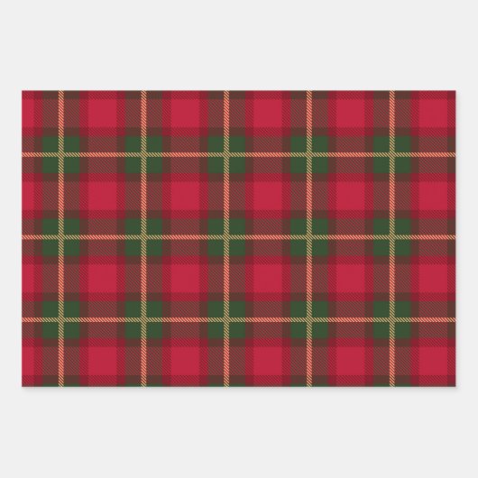 Classic Christmas Red Green Kariert Tartan Festiva Geschenkpapier Set (Vorderseite 2)