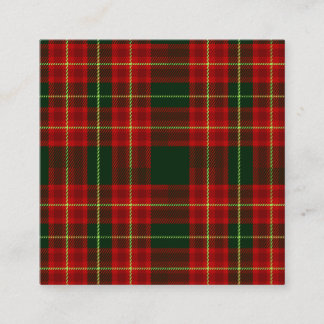 Classic Christmas Red Green Tartan Plaid Seamless Quadratische Visitenkarte