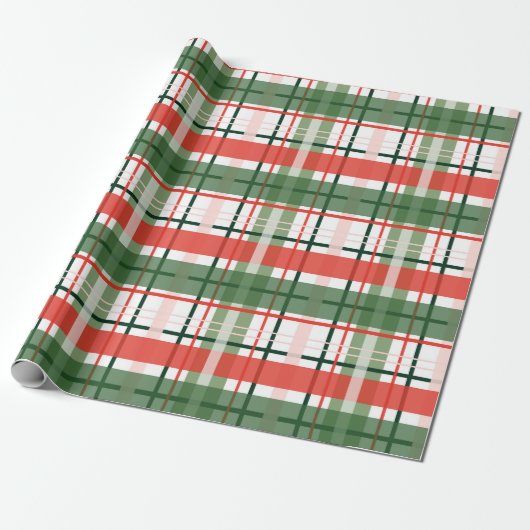 Classic Christmas Red Green und White kariert Geschenkpapier (Ungerollt)