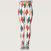 Classic Christmas Red Green White Diamond Muster Leggings (Vorderseite)