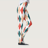Classic Christmas Red Green White Diamond Muster Leggings (Rechts)