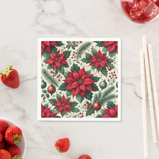 Classic Christmas Red Poinsettia Découpage Napkins Serviette (Beispiel)