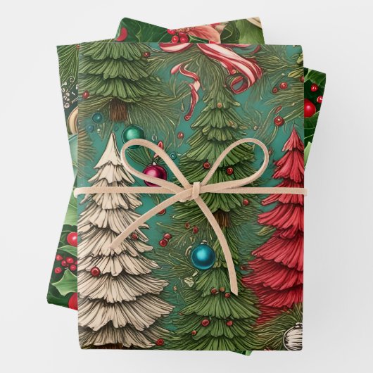 Classic Christmas Retro Vintag Geschenkpapier Set (Beispiel)