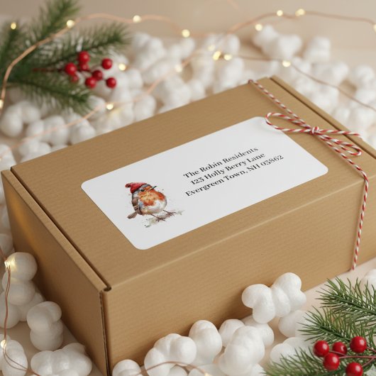 Classic Christmas Robin, custom Adressaufkleber