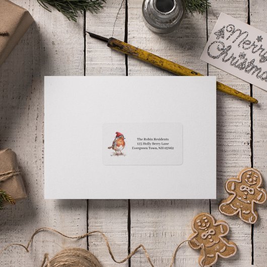 Classic Christmas Robin, custom Adressaufkleber