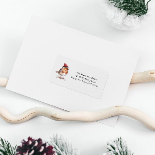 Classic Christmas Robin, custom Adressaufkleber