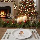 Classic Christmas Robin, custom  Pappteller