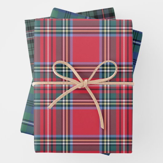 Classic Christmas Scottish Tartan Kariert Trio Geschenkpapier Set (Beispiel)