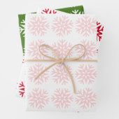 Classic Christmas Snowflakes, Red Green White Pink Geschenkpapier Set (Beispiel)
