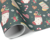 Classic Christmas Stockings Wrapping Paper Geschenkpapier (Rolleneckpunkt)