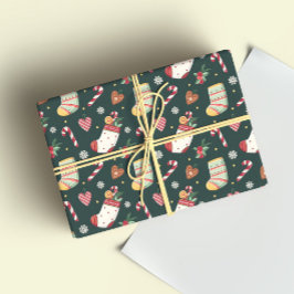 Classic Christmas Stockings Wrapping Paper Geschenkpapier