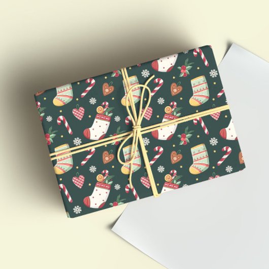 Classic Christmas Stockings Wrapping Paper Geschenkpapier