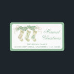 Classic Christmas Strumpf Garland Vintage Adresse Adressaufkleber<br><div class="desc">Watercolor Weihnachten Strümpfe Grünen Vintagen Urlaub Rücksendeadresse Label. Diese wunderschöne Weihnachtsfoto-Karte bietet eine Weihnachtsgarage in Aquarellfarben mit weißen Bögen als Rahmen für ein Foto. Zurück der Einladung sind Weihnachts-Strümpfe mit Weihnachtsgarten und Bögen. Es ist perfekt, wenn Sie eine klassische, südliche, großtausendjährige Weihnachtskarte suchen. Melden Sie mich für notwendige Anpassungen oder...</div>