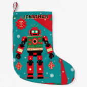 Classic Christmas Sweater Pattern Robot Kleiner Weihnachtsstrumpf (Vorderseite)