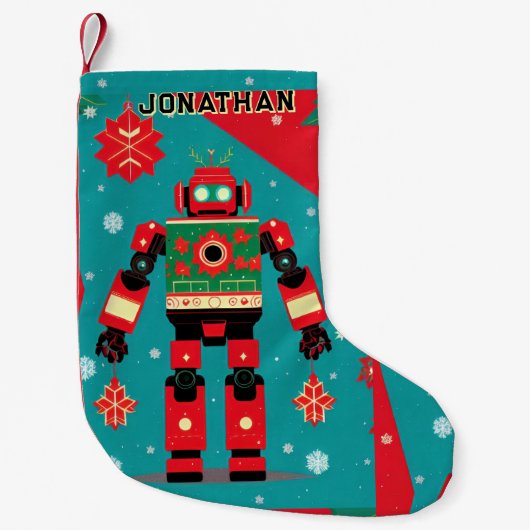Classic Christmas Sweater Pattern Robot Kleiner Weihnachtsstrumpf (Vorderseite)