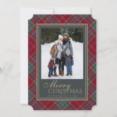 Classic Christmas Tartan Plaid Photo Feiertagskarte (Vorderseite)