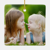 Classic Christmas Tree Family Photo Named  Keramikornament (Rückseite)